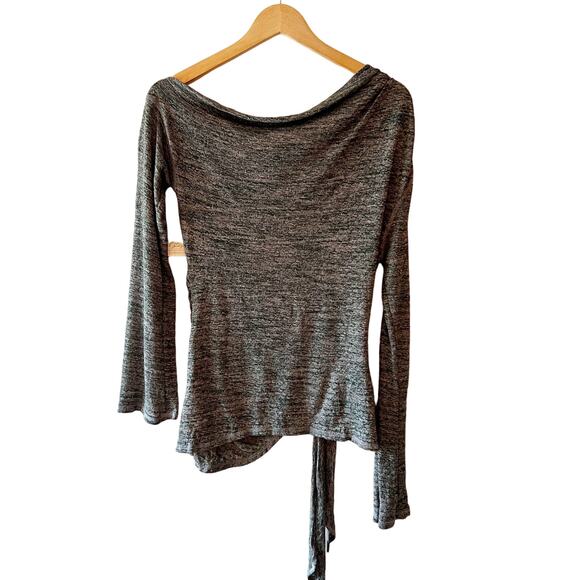 Free People One Shoulder Top Gray Long Sleeve Medium NWT - Picture 2 of 7